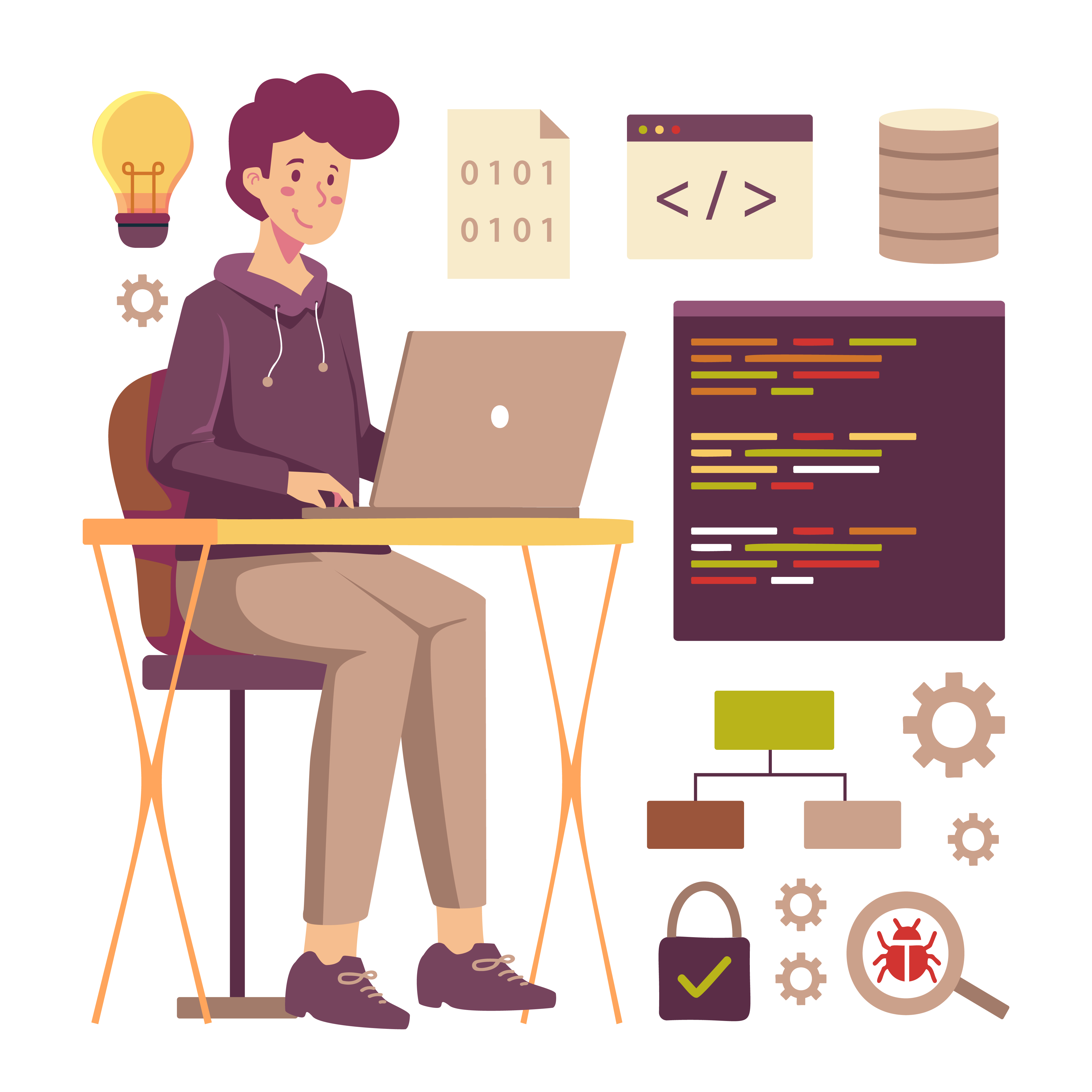 Guy working in computer